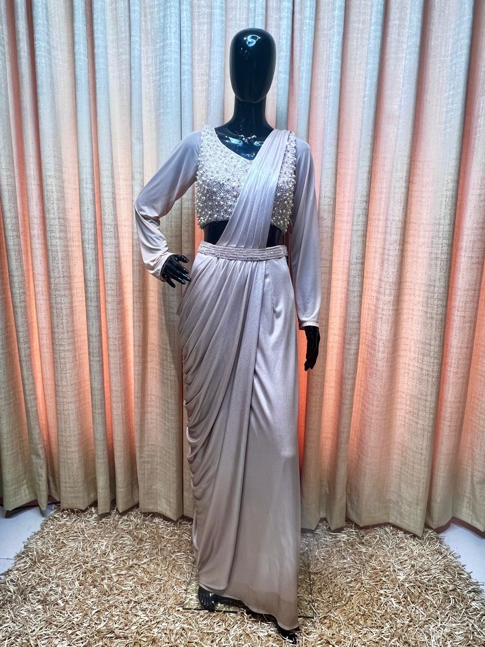 Pearl Work Drape Saree